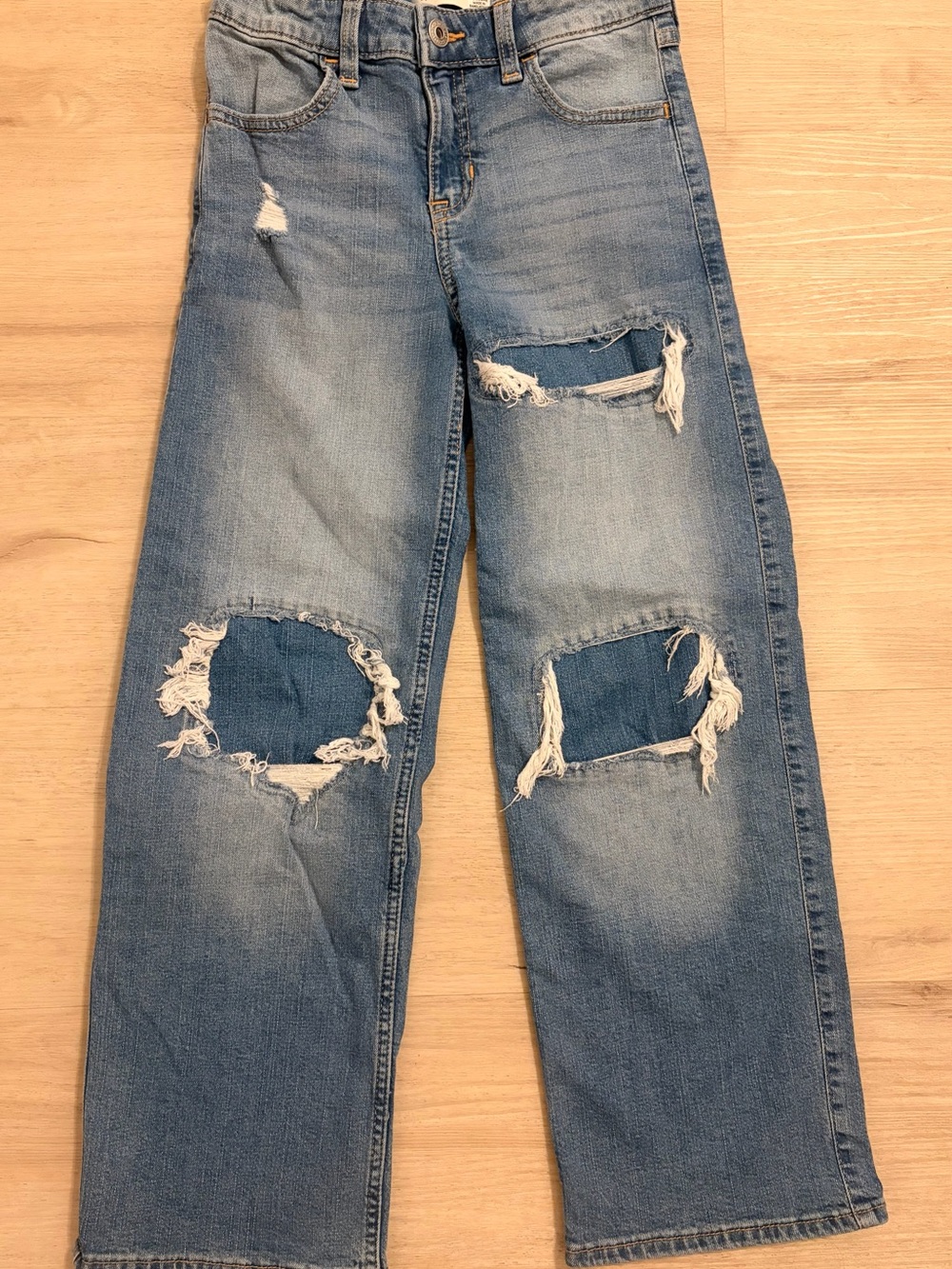 Abercrombie Kids Wide Leg Distressed Relaxed Jeans